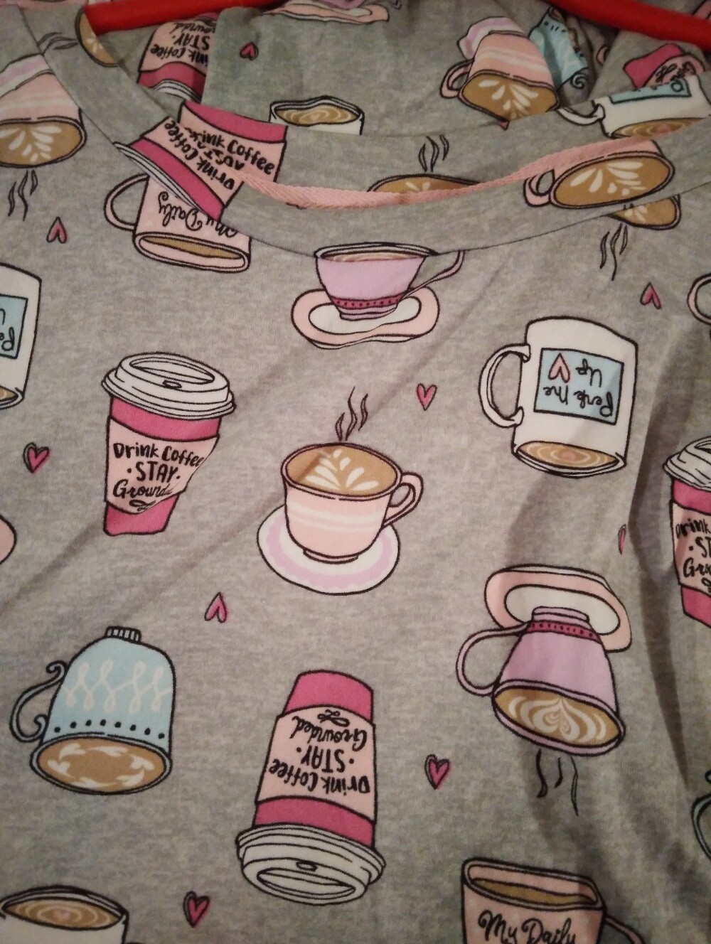 Secret Treasures Grey Women's Nightgown with Pink & Blue Drink Print - Picture 3 of 5